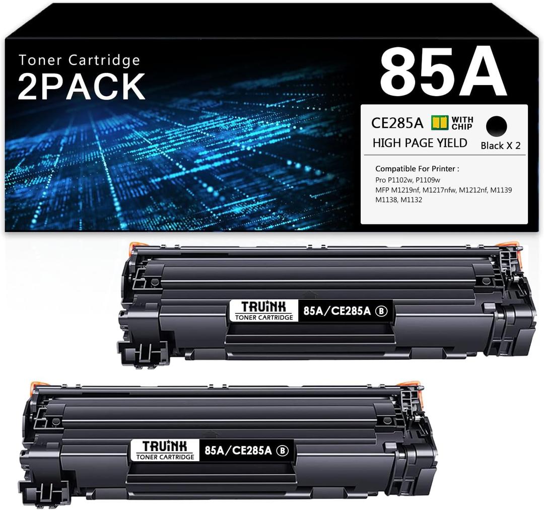 85A Toner Cartridge 2-Pack Replacement for HP 85A | CE285A Toner Compatible with HP Pro P1109w P1102w M1219nf M1217nfw M1212nf M1139 M1138 M1132 Printer Ink.(2 Black)