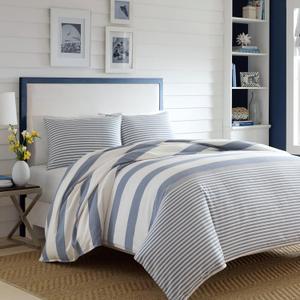 Nautica - Twin Comforter Set, Reversible Cotton Bedding with Matching Sham, Medium-Weight, Dorm Essentials, Oeko-Tex Certified (Fairwater Blue)