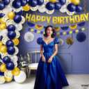 KatchOn, Gold and Blue Birthday Decorations Set - Big, Pack of 47 | Happy Birthday Banner, Balloons, Pom Poms, Swirls | Happy Birthday Decorations | Blue and Gold Party Decorations