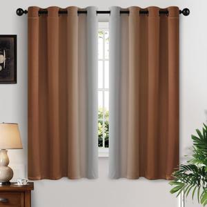 Yakamok Greyish White and Burnt Orange Ombre Curtains, Light Blocking Curtains, Room Darkening Grommet Window Drapes for Bedroom(Burnt Orange,52x63 Inch, 2 Panels)