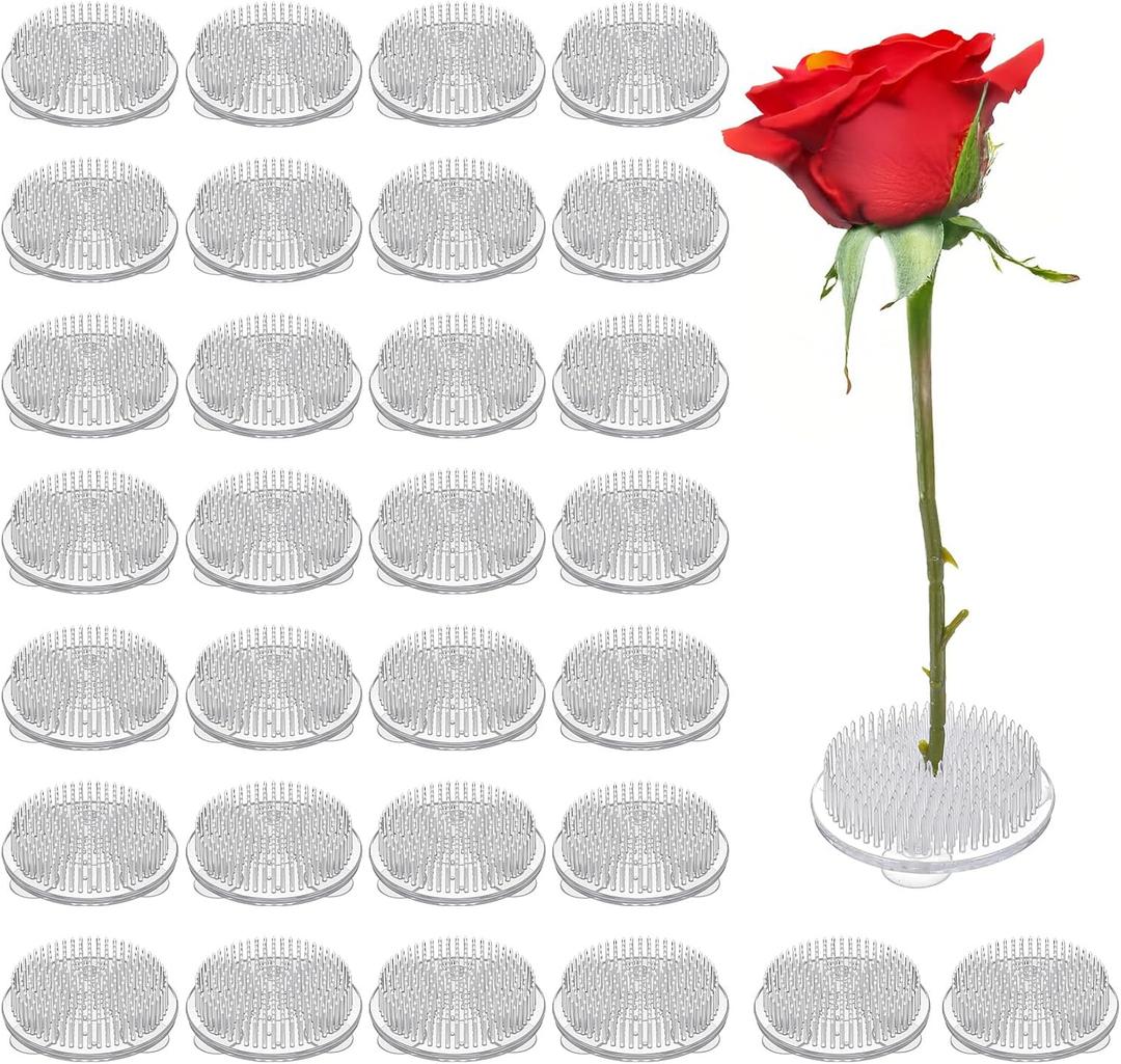 Kifmurase 30PCS Plastic Flower Frog Pin Holder, 2.76" Round Japanese Floral Pin Kenzan with Sucker Base for Arrangements Vase, Flower Arranger Holder Pins Frog for Wedding, Party Home Plant Decoration