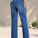 Sidefeel Women's High Waisted Wide Leg Jeans Stretchy Tummy Control Straight Leg Denim Pants Light Blue Size 8
