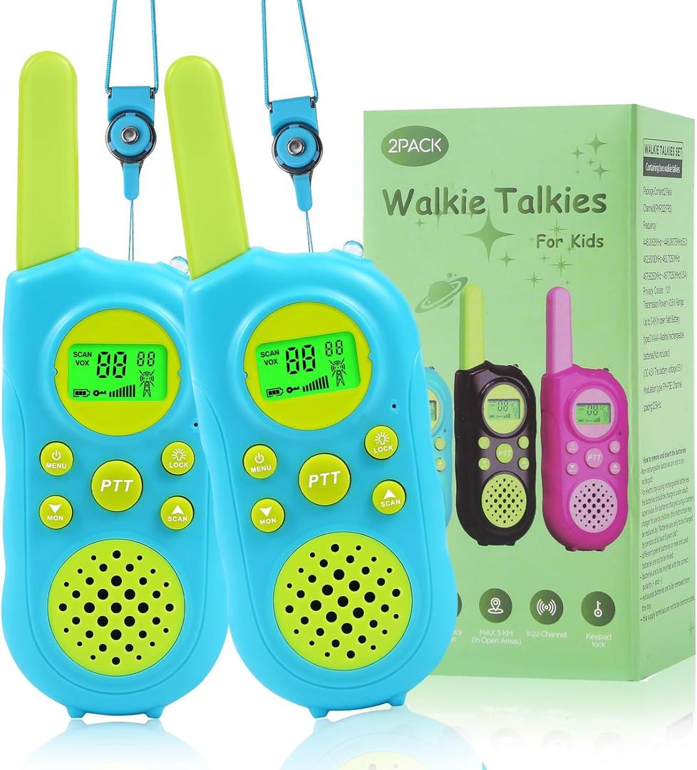 Walkie Talkies for Kids 22 Channels Long Range 2 Way Radio Toys for 3-12 Ages with LCD Flash Light,Birthday Gifts for 4 5 6 7 8 9 Years Old Boys Girls for Camping Hiking Indoor Outdoor (Blue)