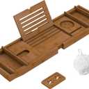 Bamboo Bathtub Tray for Luxury Bathroom, Expandable Premium Bath Tray with Soap Towel Book Holder, Luxury Spa Wooden Bath Table for Reading Laptop Over The Clawfoot Walnut