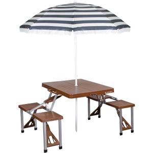 Stansport Picnic Table and Umbrella Combo - Brown