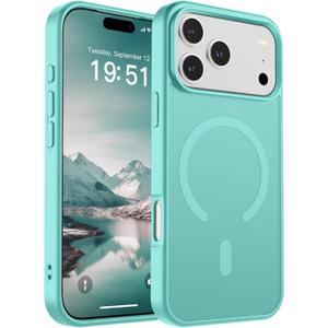 SUPFINE Magnetic for iPhone 17 Pro Max Case (Compatible with MagSafe)(Military Grade Drop Protection) Translucent Matte Shockproof with Anti-Fingerprint Phone Cover,Blue Green