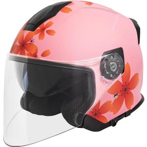 VCAN V88 3/4 Open Face Motorcycle Scooter Helmet ECE & DOT Approved, Size: Medium