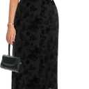 Women's Sexy V Neck Sleeveless Mesh Maxi Dresses Summer Casual Elegant Long Floral Dress Wedding Guest Cocktail Party (Black)