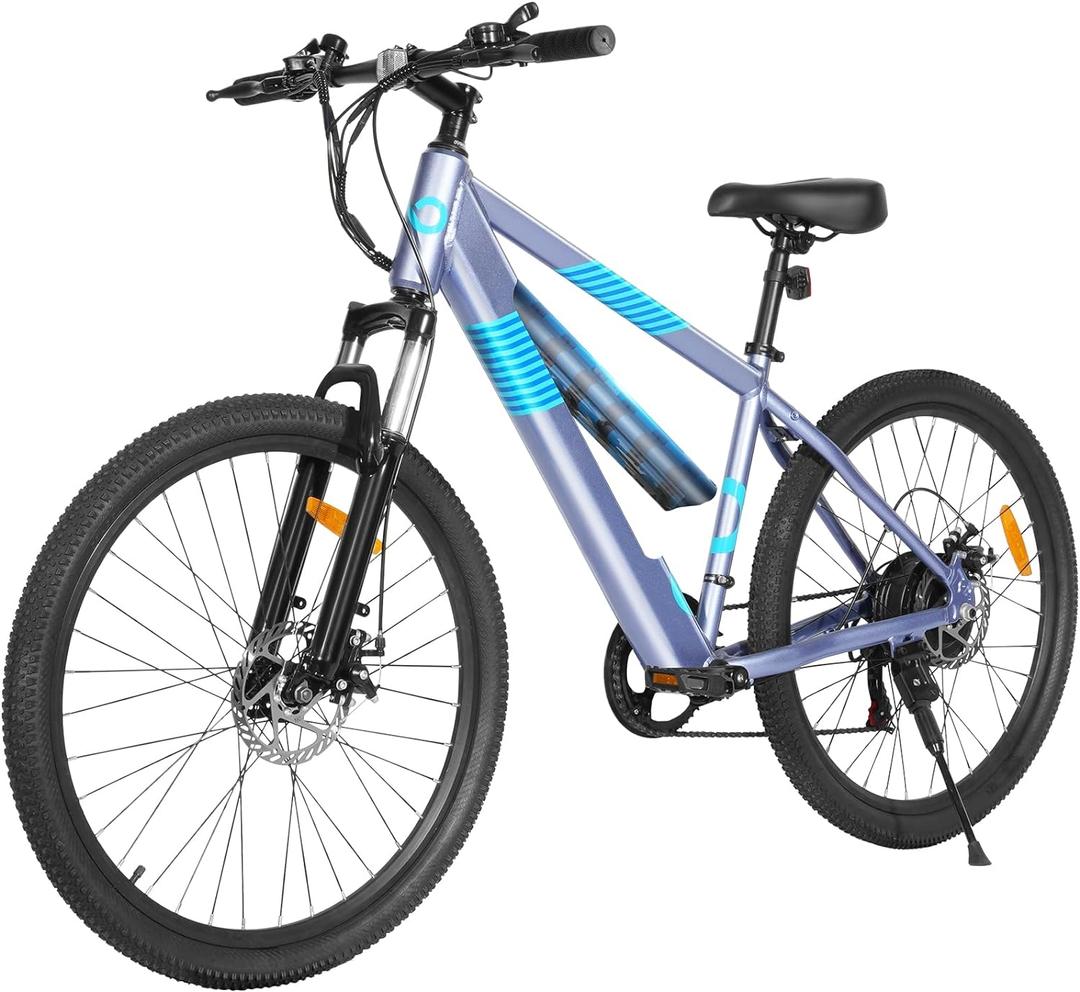 Electric Bike for Adults,36V Built-in Invisible Removable Battery,350W Brushless Motor(Peak 450W) Electric Mountain Bike,26" Tires&Front Fork Suspension,UL Certified 7-Speed (Standard & Blue)