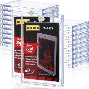20ct Magnetic Card Holders for Trading, 35pt Hard Cards Sleeves Case, One Touch Card Holder Fit for MTGSports, Baseball, Game, Toploaders, Standard Cards Display