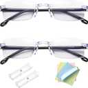 2 Pcs Blue Ease Optics Glasses, Blue Light Blocking Glasses Automatic Adjustment Anti Glare UV Filter Eyeglasses Ease Eye Strain From Computer Screen Gaming Readers For Women Men With Cloth And Case