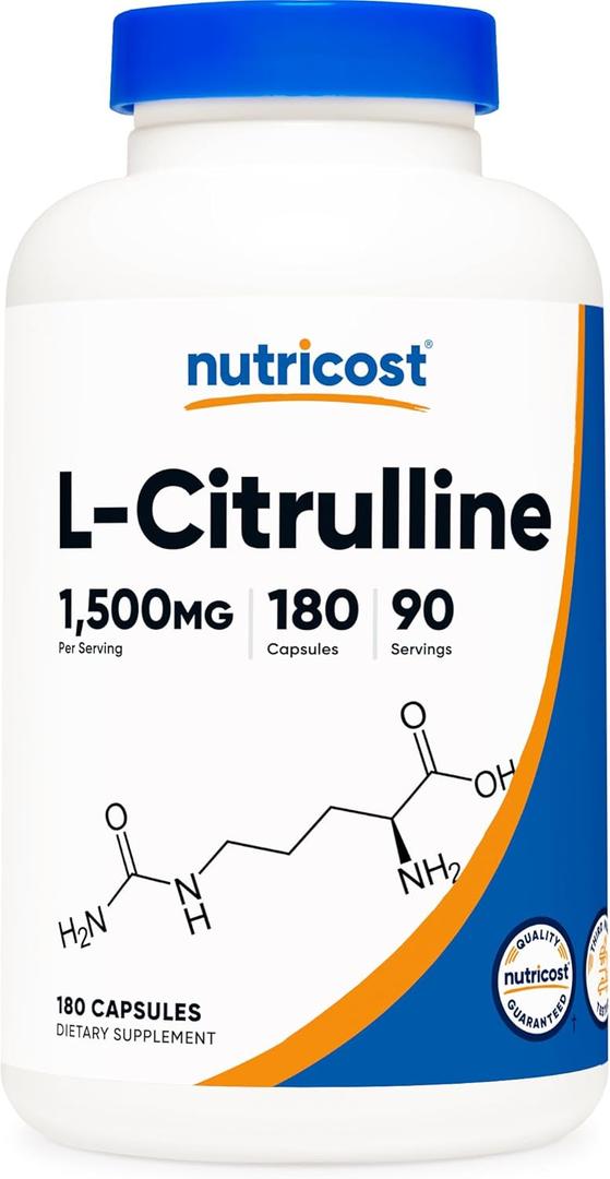 Nutricost L-Citrulline 1500mg, 180 Capsules - 750mg Per Capsule, Gluten Free, Non-GMO, Packaging May Vary (180 Count (Pack of 1))