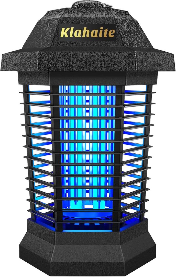 Klahaite Bug Zapper Outdoor, Electric Mosquito Zapper, Fly Zapper Indoor Fly Traps, Mosquito Repellent Outdoor Patio and Backyard Covers 1/2 Acre, 3 Prong Plug, 4200V, ABS Fireproof Plastic Outer (Black)