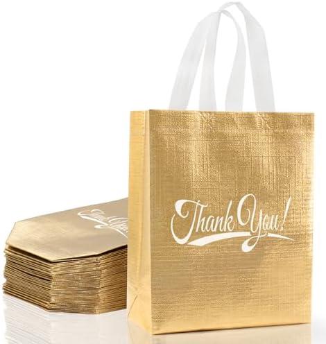 Takytao 30 Pcs Thank You Gift Bags with Handles Bulk Reusable Thank You Return Gift Bags Nonwoven Foldable Bag for Business, Shopping, Wedding, Baby Shower, Graduations, Party Favors
