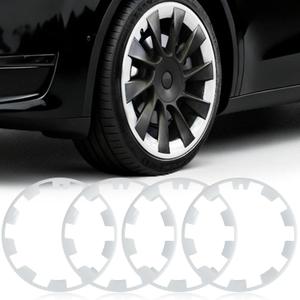 Wheel Rim Protect for Tesla Model Y 20" (2020-2024), Easy-Install Hubcaps Wheel Cover, Scratch-Resistant Car Tire Trim Rings, Stylish Design for Induction Wheels, Peal White 4Pcs Model Y Accessories