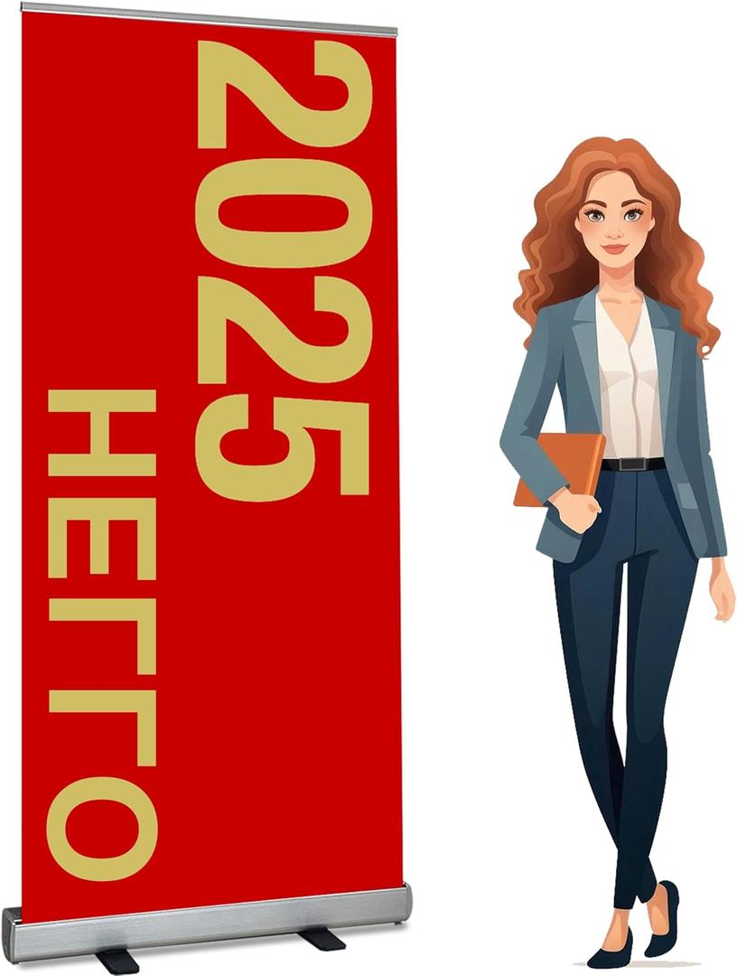 4U Media&Displays Heavy-Duty Retractable Banner Stand 33.5"x80" with Padded Canvas Bag and Box (Stand ONLY) for Trade Show and Indoor Event Display
