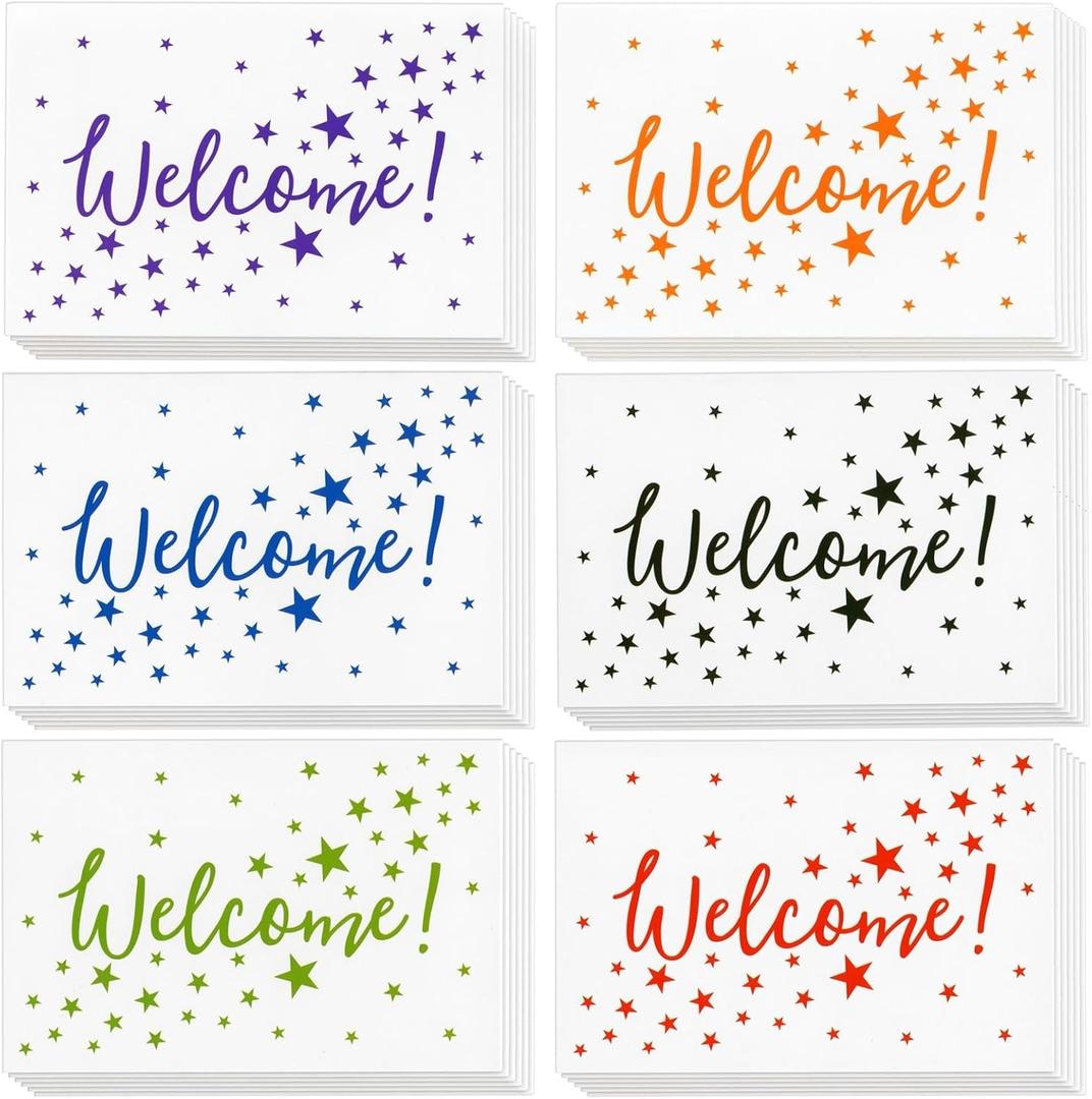 Best Paper Greetings Welcome Cards - 36 Count, 4 x 6 In, 250 GSM Cardstock, Star Pattern - Envelopes Included & Welcome Note Cards for Guests & Employees