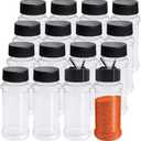 OJYUDD 16 Pack 3.4oz/100ml Plastic Spice Bottles Set,Empty Seasoning Containers with Black Cap,Clear Reusable Containers Jars for Spice,Herbs,Powders,Glitters