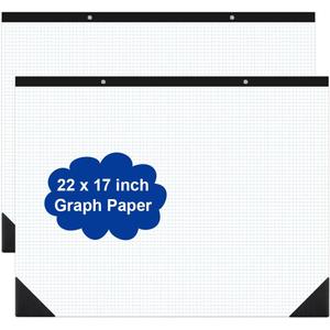 (2-Pack) Large Engineering Graph Paper - 22" x 17" Grid Paper, 100 Sheets/200 Pages, 4"x4" Grid Pad Giant Drafting Pad Sketching Graph Paper for Engineer Architect Designer Mathematician Draftsman