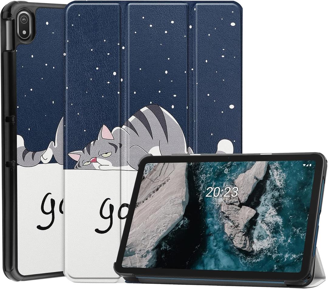 Case for Nokia T20 Tablet Case 10.36 Inch 2021, Folding Folio Ultra-Thin PU Leather Stand Case Cover for 10.36 Nokia Tablet T20 TA-1392 TA-13797 TA-1394 2021 Lazy Cat