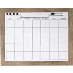 DesignOvation Beatrice Framed Magnetic Dry Erase Monthly Calendar, 23x29, Rustic Brown