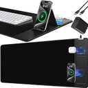 Mouse Pad with Foldable Phone Holder, Wireless Charging Desk Mat, 31.5"x15.8" Large Mousepad with Superior Micro-Weave Cloth, XXL Desk Pad with Non-Slip, Waterproof Keyboard Pad for Home & Office