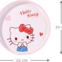 Hello Kitty Heart Cute Pink Dinnerware Flatware Meal Set Plate Bowl Cup Spoon, 4 pieces