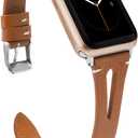 Wearlizer Brown Leather Compatible with Apple Watch Bands 38/40/41/42mm for iWatch SE Women's Men's Special Triangle Hole Straps Cool Replacement for iWatch Series 11 10 9 8 7 6 5 4 3 SE/Ultra 3 (Brown)
