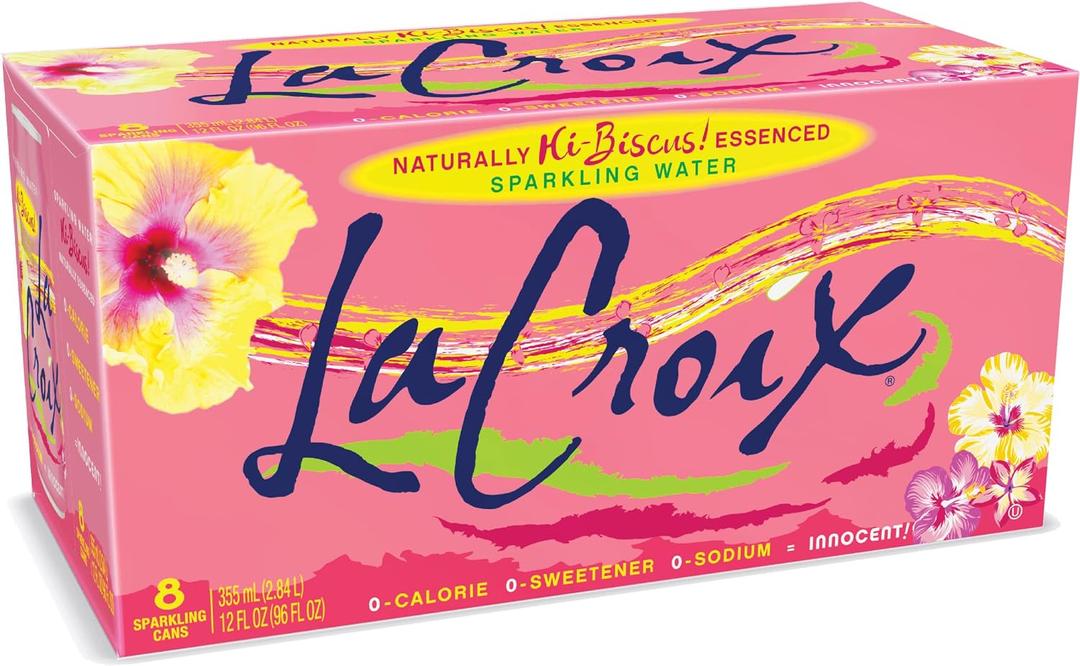 La Croix Sparkling Water, Hi-Biscus!, 12 Fl Oz (pack of 8) (EXP 05/17/27)