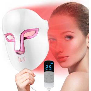 LED Light Therapy Face Mask,FSA/HSA Eligible,Red Light for Wrinkle Blue Light for Acne,4 Colors Face Mask with Timing Function