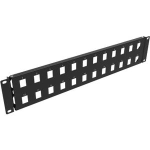2U Hinged 24-Port Blank Keystone Patch Panel Metal for 19" Rackmount Housing, Black(2U24HolesBP)