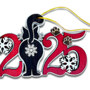 Black Cat 2025 Christmas Ornament – Funny Kitten Butt Wooden Tree Decoration with Snowflakes & Paw Prints for Cat Lovers, Pet Owner Christmas Décor