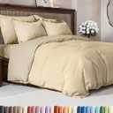 Duvet Cover King Size - Extra Soft King Size Duvet Cover - Lightweight, Breathable, Easy Care & Fade Free w/ Zipper Closures & Ties - 104" x 90" Inches - (Heathered Tan) Comforter Not Included
