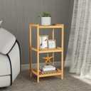 kinbor 3-Tier Bamboo Shelf Freestanding - Space-Saving Bathroom Standing Shelf & Plant Stand, 3 Shelf Bookcase for Kitchen, Living Room, Office (Natural Bamboo, Easy Assembly)