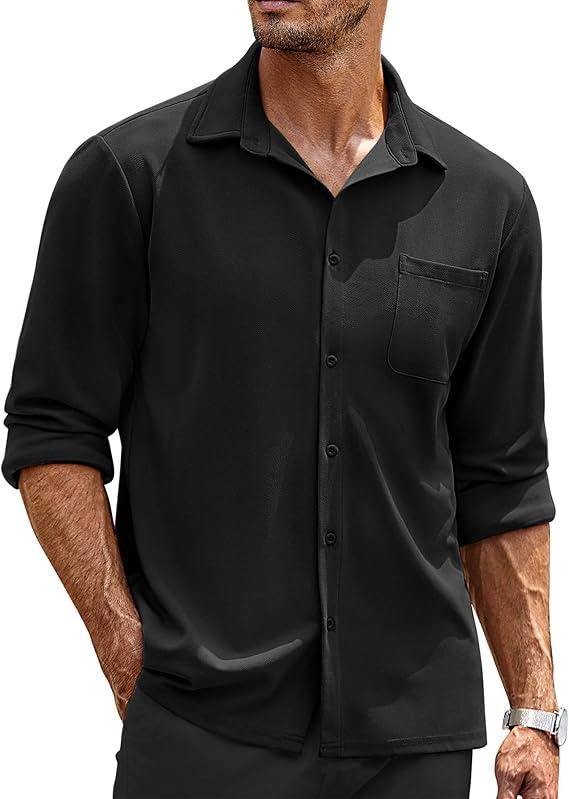 COOFANDY Men's Casual Shirt Long Sleeve Dress Shirts Button Up Shirt for Men 3X-Large