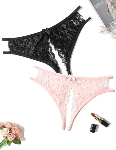 Avidlove Women Lace Panties Sexy Underwear Floral Lace Briefs with Cute Bow Center