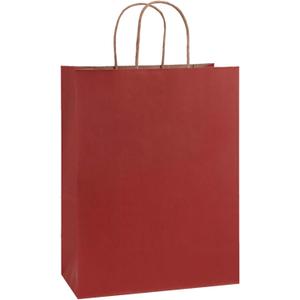 BagDream Gift Bags 10x5x13 Inches 50Pcs Red Stripes Large Kraft Paper Bags with Handles Bulk for Shopping, Merchandise, Retail, Party Favor, Christmas, Recycled Paper Sacks