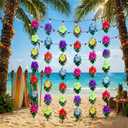 Kajaia 6 Pcs Tropical Hawaiian Garland 5.9 ft Artificial Palm Leaf and Hibiscus Flowers Hanging Decor Greenery Ivy Palm Leaves Flower Garland Luau Party Decorations for Indoor Outdoor Summer Beach