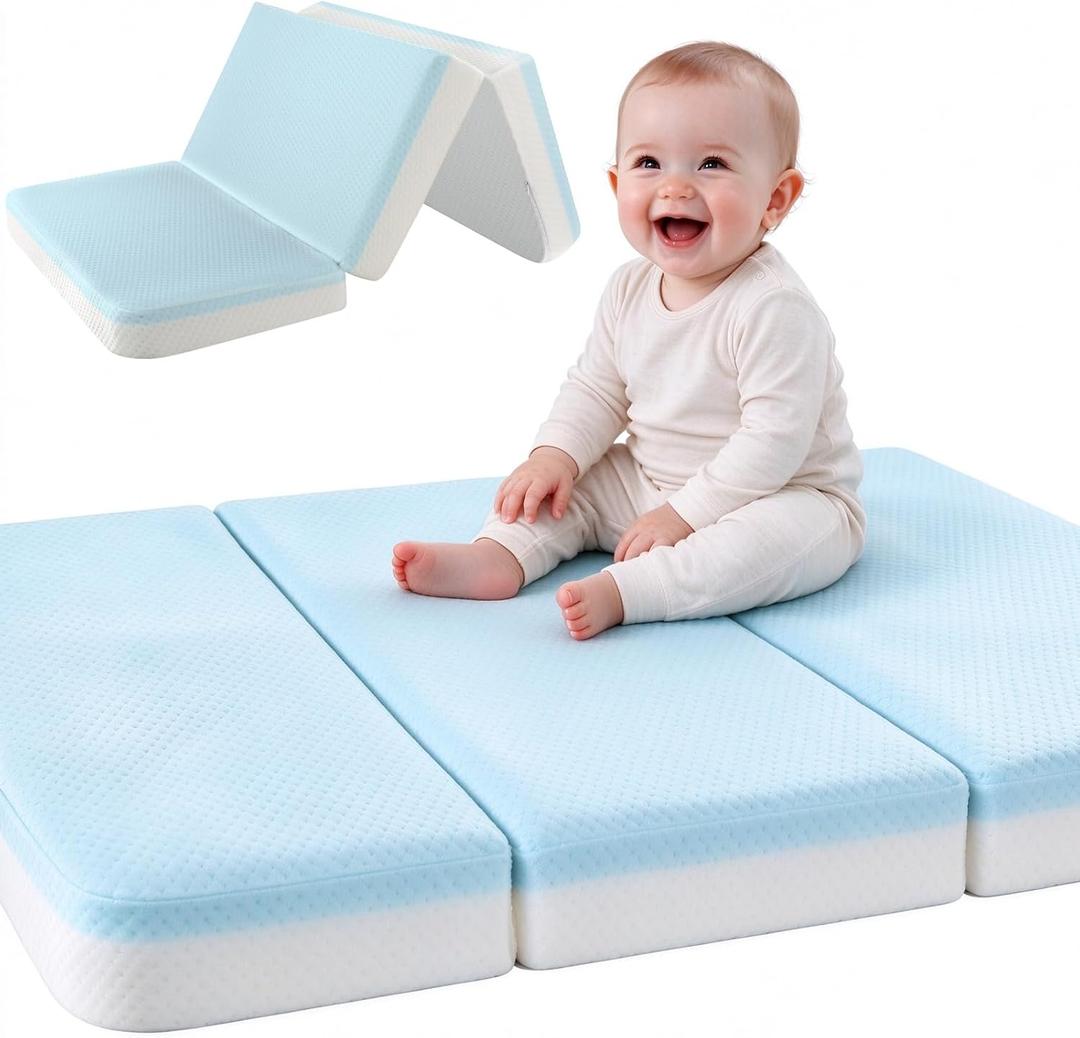 3'' Standard Crib Mattress for Baby, Travel Trifold Mattress