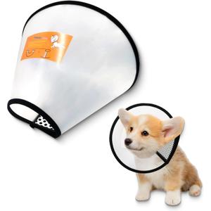 Adjustable Dog Cone Collar After Surgery Soft Cone of Shame Alternatives for Dog Cat Puppy Plastic Elizabethan Collar for Dogs from Licking Biting Scratching Wounds(S,Neck:7.1-8.7in) (White)