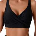 ZAFUL Twist Bikini Tops for Women Push Up Swimsuit Top Lace Up Padded Bathing Suit Tops Only (Black, M)