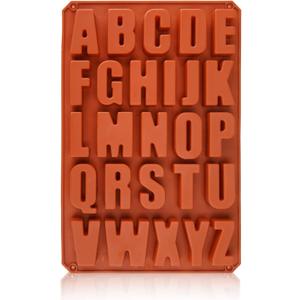 Wocuz Chocolate Silicone Mold - Larger Alphabet Baking 13.2x8.9x1.3 Inch ABC Kitchen Utensils 26 Cavities Letter for Making Ice Candy Biscuit Crayon