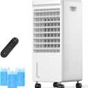 Windowless Portable Air Conditioner for Room, Evaporative Air Cooler w/7H Timer, 4 Modes & 3 Speeds, Swamp Cooler air conditioner with remote, Portable ac Unit no Window no Hose Needed, Pearl (Large)