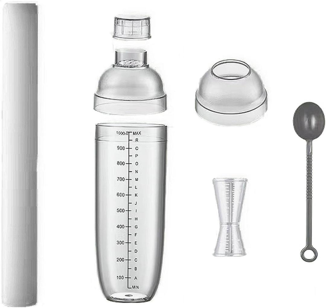 Cocktail Shaker Iced Tea Blender Set with Scale, Transparent Bar Set Home Wine Blender Bar Mixing Tool (1000CC)