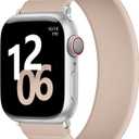 Zedoli Sport Solo Loop Band Compatible with Apple Watch Bands Women Men, Stretchy Soft Silicone Elastic Strap for iWatch Milk Tea, 44/45/46/49/42mm(Series 3)M: 6.93"-7.48"