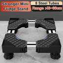 Heavy Duty Mini Fridge Stand with 20x20" Mini Fridge Mat, 8 Steel Tube and 4 Strong Feet with Raised Base Adjustable Refrigerator Stands, Drip Prevention