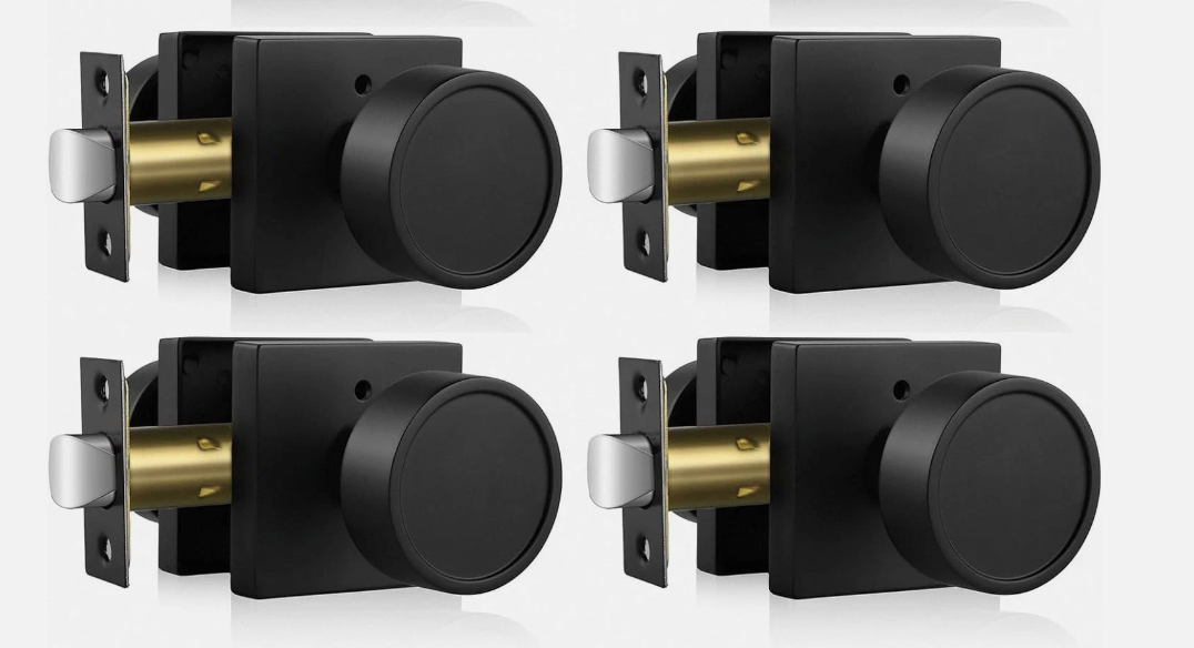 Haidms Black Interior Door Knobs, Zinc-Alloy Heavy Duty round Matte Black Privac 3PCS