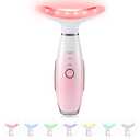 7 Color Neck Face Massager - Facial Massager Tool for Skin Care at Home, Vibrating Face Massager with Thermals, Pink
