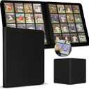 Premium Card Binder 16 Pocket, 1000+ Cards PU Cover Trading Card Binder Side Loading Card Collection Album Holder Folders for MTG, TCG, Game Cards & Sports Cards, Kpop (black)