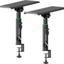 Vondynote Pair of Studio Monitor Stands Desk Clamp Speaker Stands 012°Tilt Height Adjustable with Cable Management